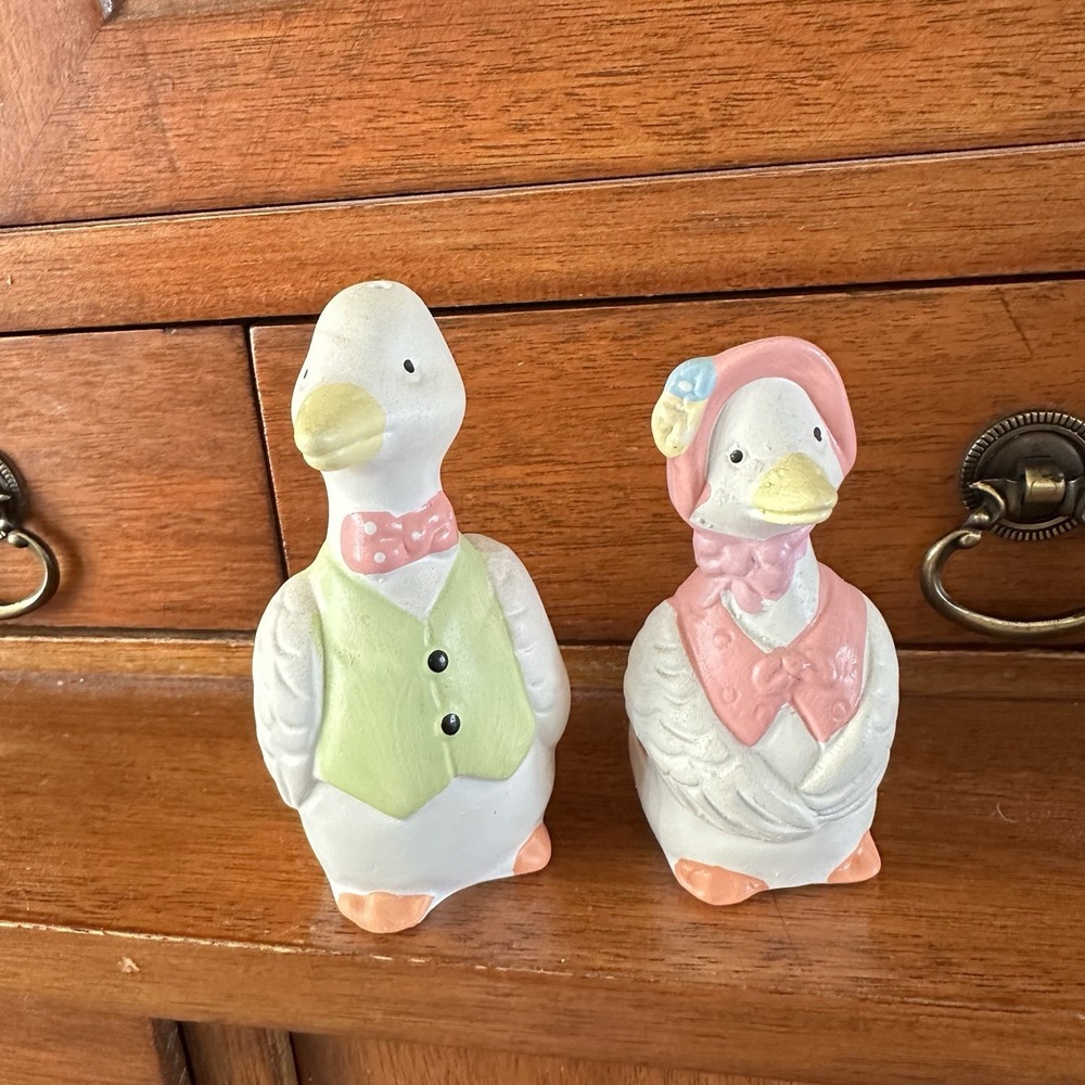 VTG Geese Salt & Pepper Shakers Goose Duck Couple Ceramic Cottagecore Figurines